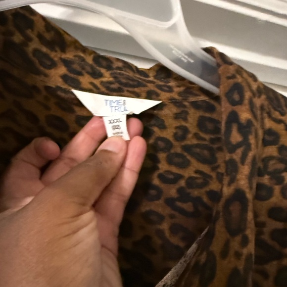 Brown Leopard Print Long Sleeve Shirt Midi Dress - Picture 5 of 6